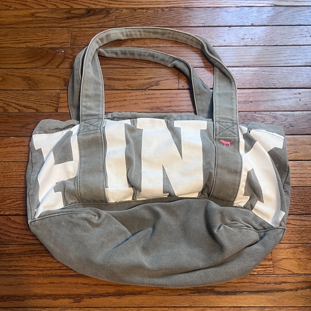 Rare Vintage PINK Victoria's Secret Gray and White Tote weekender bag